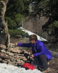 Christel sets healing intentions for all students and patients at her St. Jude Cairn in Sun Valley, ID.